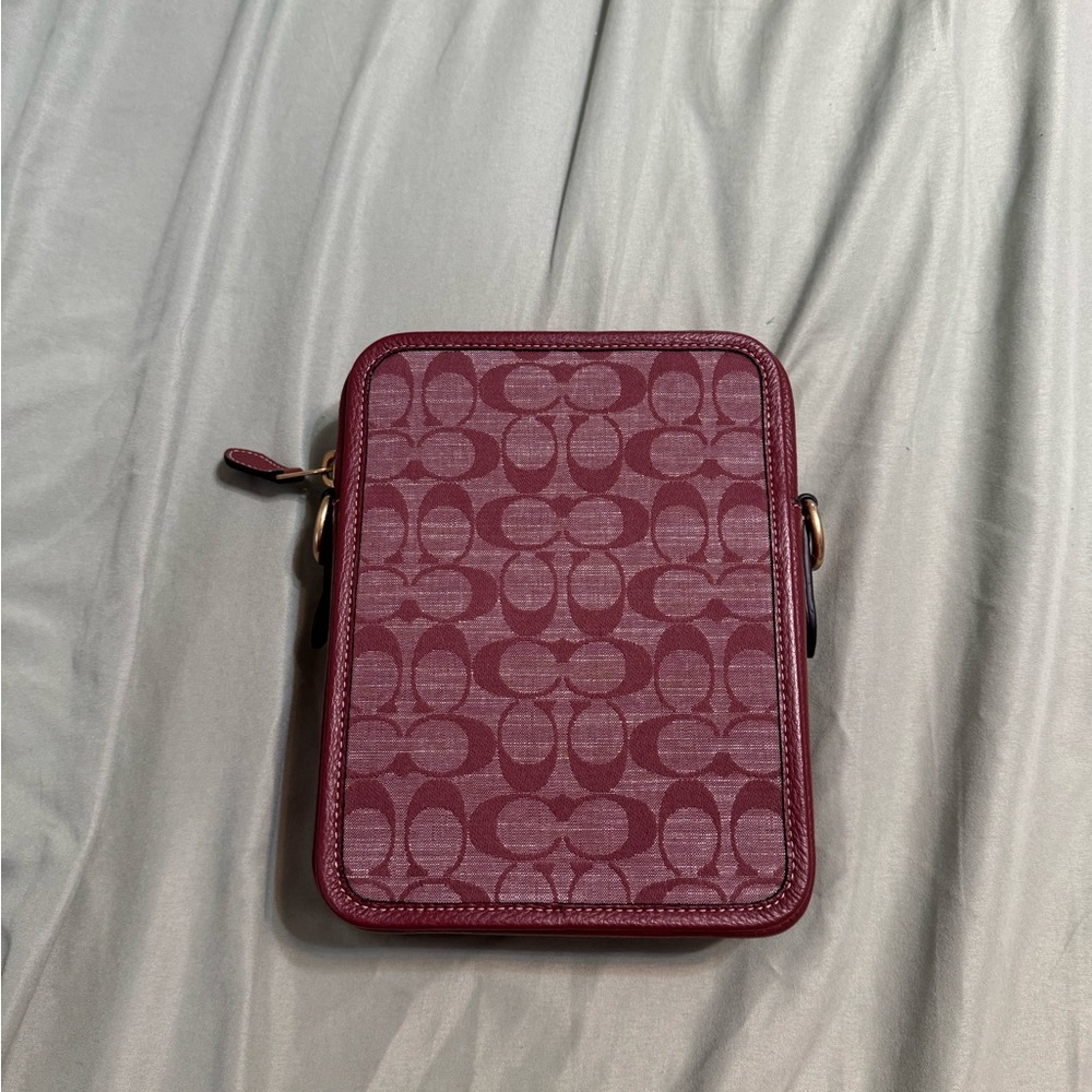 Burgundy Patterned Crossbody Bag